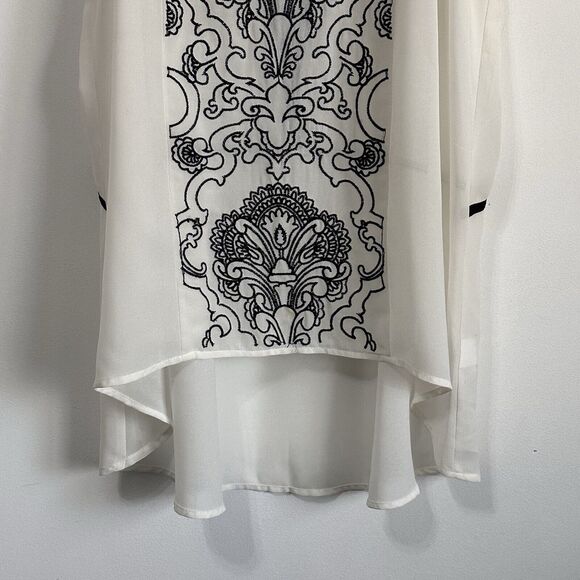 do&be Tank Top M Sheer White Embroidered Sleeveless Layering Summer Boho Tunic - Picture 2 of 11